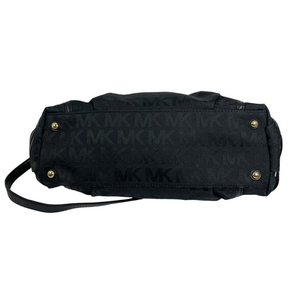 Michael Kors Black Canvas/Leather Gansevoort Shoulder Handbag + Gold Hardware - Picture 13 of 16